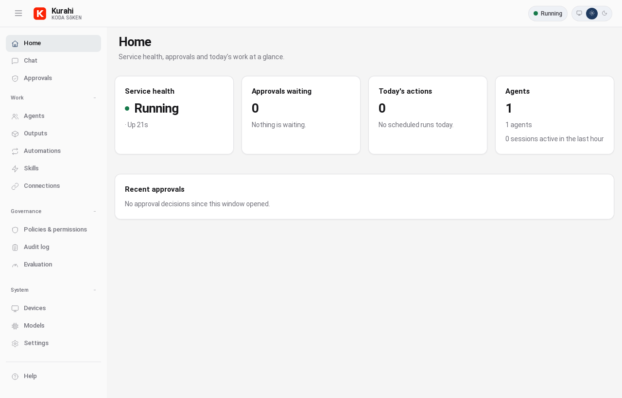 Desktop app home